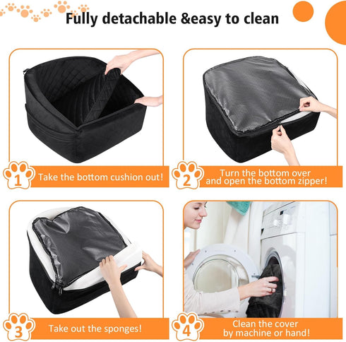 Dog Car Seat for Small Medium Dogs, Detachable Washable Booster Seat Under 30lbs with Storage Pockets
