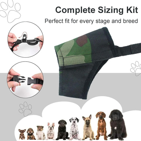 Dog Muzzles Suit, 7 PCS Adjustable Safety Muzzles for Small Medium Large Dogs, Anti-Biting and Anti-Barking (Camouflage)