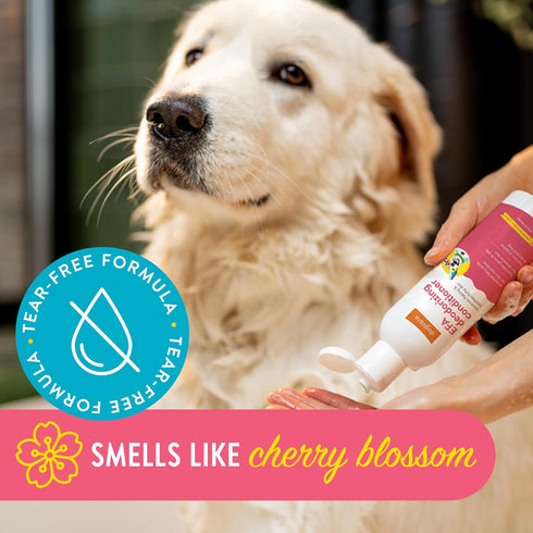 Essential Fatty Acid Deodorizing Conditioner for Dogs (16oz) – Cherry Blossom Scent, Tearless and Soapless