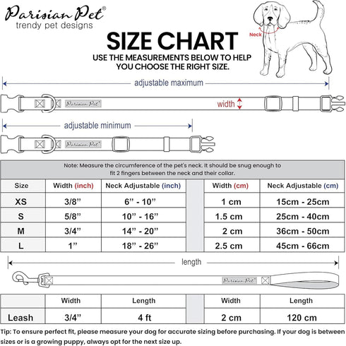 Parisian Pet Dog Collar, Adjustable “Midnight Blossoms” Pattern Collar for Female Puppies, Comfortable Nylon for Small