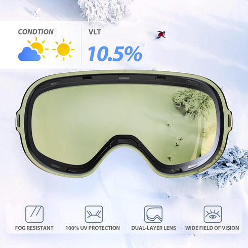 VANRORA Ski Goggles PRO - Frameless Interchangeable Lens, 100% UV Protection, Anti-fog for Men Women