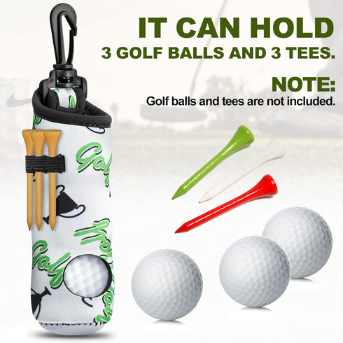 Jerify 12 Pieces Golf Ball Holder, Soft Carry Bag with Tee Holder, Keychain Belt Clip Hook, Portable Accessories for