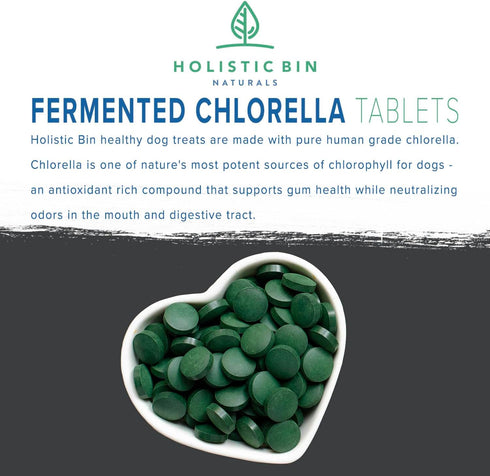 Canine Chlorella Tablets with Human Grade Fermented Chlorella for Dogs | Natural Dog Breath Freshener & Immune Booster Supplement | Dog Greens with Chlorophyll | 100 Vegan Tablets