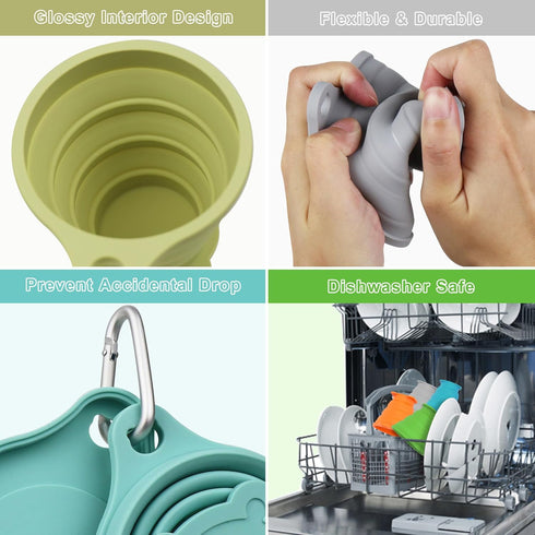 IYYI Collapsible Silicone Camping Cup - Foldable Cup with Lid, Portable for Hiking, Outdoors, Travel