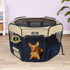 EliteField 2-Door Soft Pet Playpen, 42" x 42" x 24"H, Beige+Navy Blue, Exercise Pen for Dogs & Cats