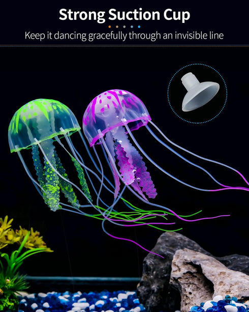 Uniclife 6 Pcs Glowing Jellyfish Ornament Decoration for Fish Tank Aquarium