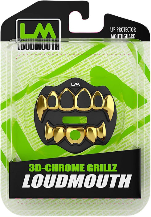 Loudmouth Football Mouth Guard - 3D Chrome Grillz Mouthpiece for Adult & Youth Football Accessories