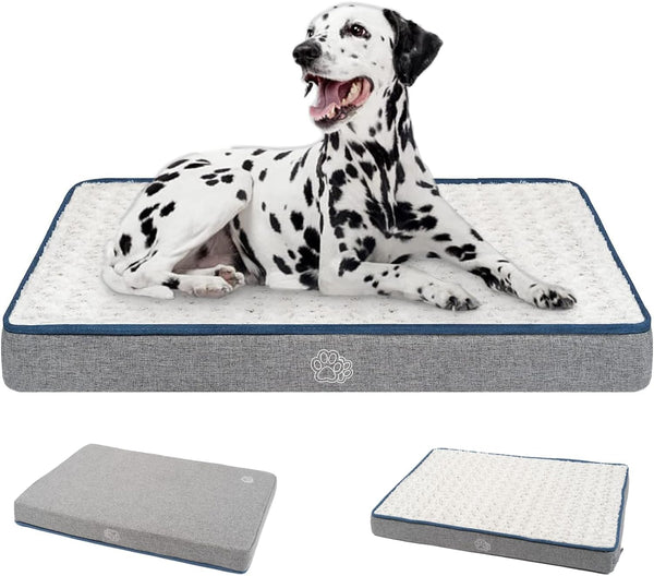 EMPSIGN Reversible Cool and Warm Dog Bed for Crate, Washable and Removable Cover, Grey