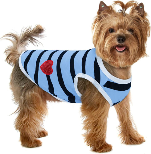 Pet Dog Striped T-Shirt, Cotton Vest for Dogs and Cats, Spring Summer Apparel for Small and Medium Pets