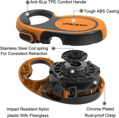 Retractable Dog Leash, 16ft for Medium Dogs up to 66 lbs, One Button Break & Lock, Heavy Duty, Tangle-Free (Orange)