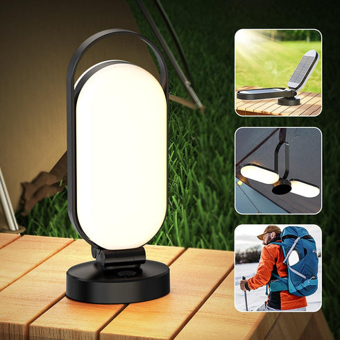 Hapfish Rechargeable Solar Camping Lantern, 5000mAh LED Lights, Waterproof Dimmable Camping Essentials