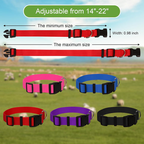 5 Pack Goat Collar with Bell, Adjustable Nylon Collar Set, Anti-Lost Loud Grazing Copper Bells for Small Farm Animal Cow Sheep Accessories