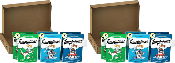 Temptations Cat Treats Classic Crunchy and Soft Seafood Lovers Variety Pack,3 oz.