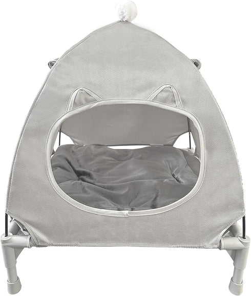 Love&go Elevated Dog Bed with Metal Frame, Cooling Raised Cot for Dog and Cat (Small-18.5x18.5x5.5 inch, Grey)