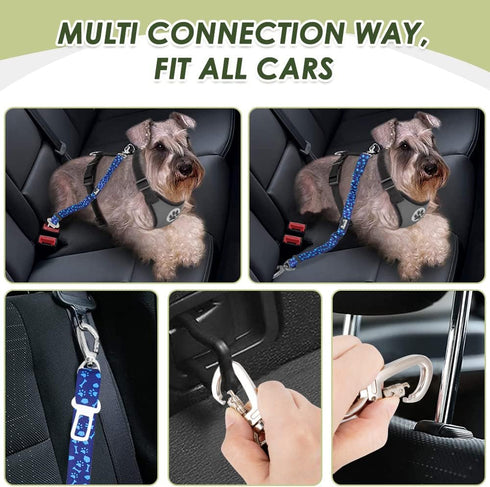 2 Pack SlowTon Dog Seatbelt, Dog Seat Belt Car Leash Adjustable Elastic Bungee Buffer Heavy Duty Nylon Reflective Pet
