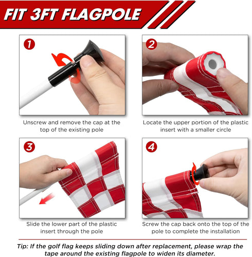 KINGTOP Checkered Golf Flag - 8x6 Inch, 420D Nylon, Tube Inserted Mini Practice Putting Green Flags for Yard