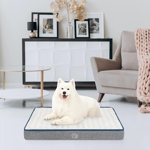 EMPSIGN Reversible Cool and Warm Dog Bed for Crate, Washable Removable Cover for Large Medium Small Dogs, Grey