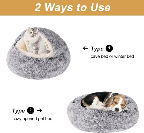 Dog Beds for Small Dogs, Washable Cute Cat Bed Cave, Cozy Nook Pet Bed for Small Medium Pets (Grey, 20" x 20")