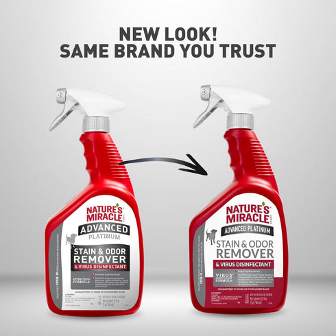 32 Natures Miracle Advanced Platinum Stain and Odor Remover and Virus Disinfectant, Ounces, Disinfects and Cleans