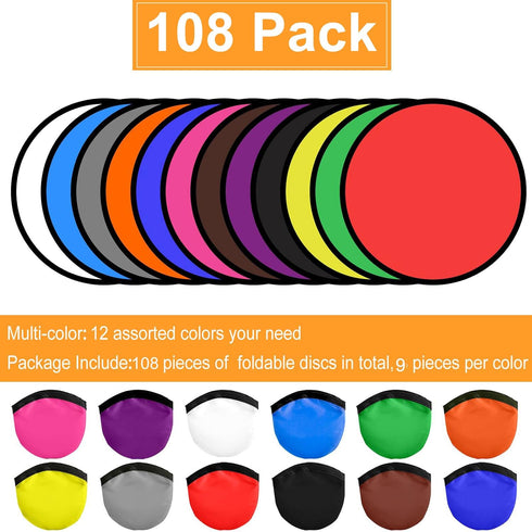108 Set Summer Mototo Pieces Foldable Flying Disc Fans with Bag Folding Pocket Toy DIY Creative Gift Handheld Fabric