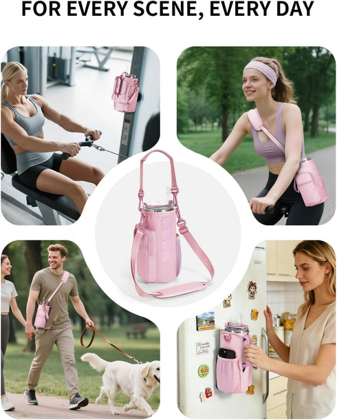 40oz 4 sportsnew Magnetic Gym Bag for Women Men, Water Bottle Carrier Holder with Strap & Phone Pockets for Tumbler