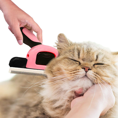 SunGrow Rabbit Deshedding Brush, Small Animal Brush for Short-Haired Shedding Grooming, 4” Steel Blade, Rabbit Accessories Pet Bunny Supplies, Guinea Pig Brush for Cats, Dogs, Donkey, Horse Hair