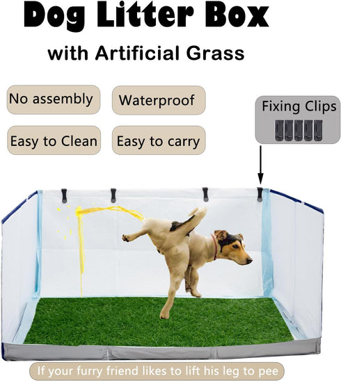 Bencacawinstyle M-36''Lx23.6''Wx16''H) Dog Grass Pad with Tray,Foldable Dog Litter Box with High Walls,Odor Free