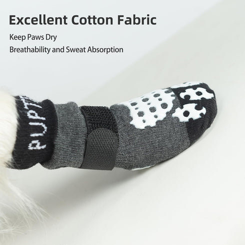 PUPTECK Anti-Slip Dog Socks with Double Sides Grips for Small Medium Large Dogs, Paw Protector for Senior Dogs (Grey S)
