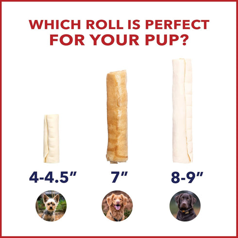 Pet Factory American Beefhide 7" Rolls Dog Chew Treats - Natural Flavor, 4 Count/1 Pack