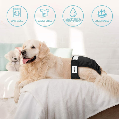 3 Pack 3 Avont Washable Female Dog Diapers, Premium Reusable Highly Absorbent Doggie Period Panties Durable Dog Diaper