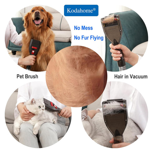 1"-1.75" Dog Brush Vacuum Attachment with Universal Adapters for Vacuum Cleaners, Pet Hair Shedding Grooming Tool Kit