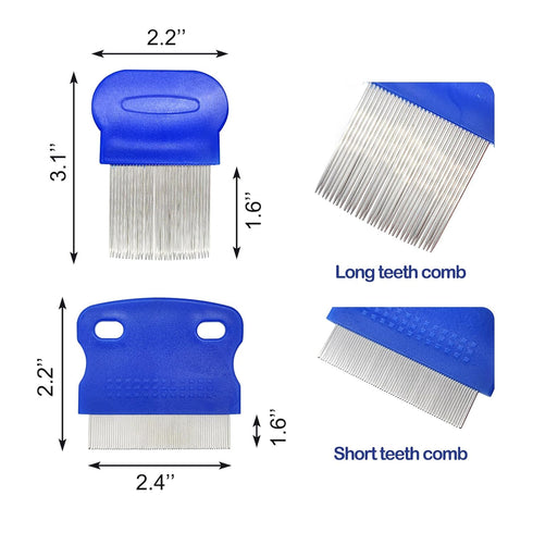 4 Different Flea Combs, Stainless Steel Round Teeth Dog Cat Lice Combs, Durable Fine Tooth Pet Tear Stain Remover Tool,