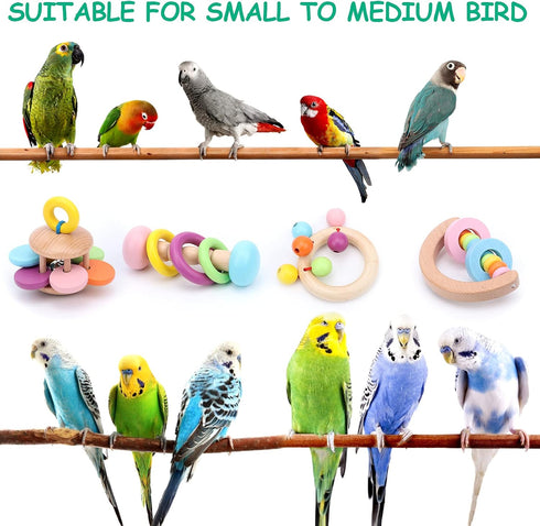 Large Interactive Bird Toys for Foot Parrot - Handheld Toys, 4 Pack