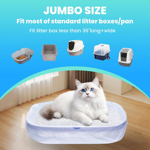 60 Pack 3MIL 31"x18" 6 Large litter box liners - Extra Thick Leakproof Litter Box Liners, Heavy Duty Drawstring Cat
