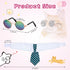 8 Pcs Pet Dog Cat Costume Halloween Dog Neck Tie Dog Sunglasses for Small Dog Cat Round Metal Classic Retro Sunglasses Tie Pet Costume Tuxedo Necktie Collar Puppy Accessories Halloween Cosplay Party
