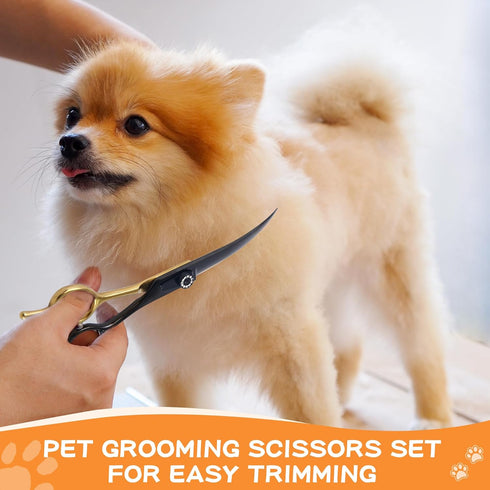 7 Inch 6 1 Set, Professional Dog Grooming Scissors Kit, in Grooming Scissors for Dogs, Pet Grooming Shears Straight