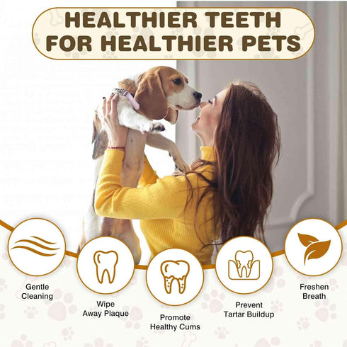 UrbanX Teeth Cleaning Wipes for Aussiedoodle and Other Mixed Breed Dogs Dogs, Remove Bad Breath, Plaque, and Tartar Buildup, No-Rinse Disposable Finger Toothbrush, Gentle Gum Care Pet Wipes, 60 Count