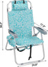 Pinikuyiro Backpack 5-Position, Folding Tall Beach Chair Lightweight, Beach Chair for Adults with Cooler Bag, Cup