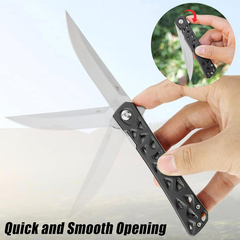 FLISSA Folding Knife, 4.5" Tactical Pocket Knife with Hollow-out Design Handle for Hunting, Survival, EDC, Camping