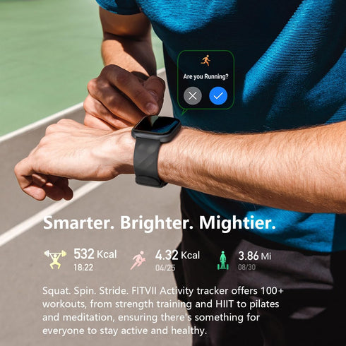 FITVII 24/7 120+ Health & Fitness Tracker (Answer/Make Calls), Smart Watch with Heart Rate and Blood Pressure, Sleep