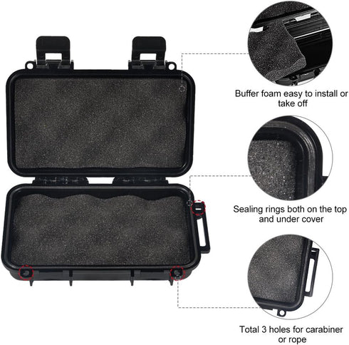 Watertight Box Outdoor Utility Dry Box, Shockproof Waterproof Case with Foam for Fishing, Camping