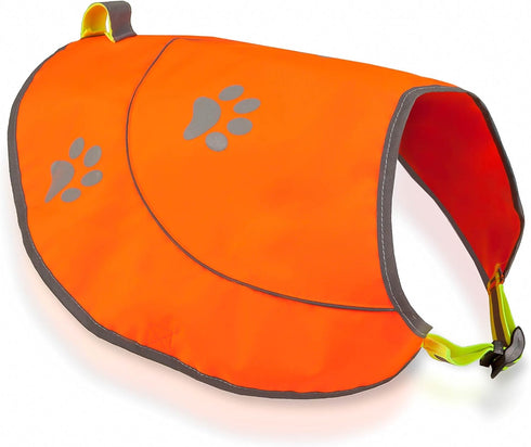 Dog Reflective Vest - Comfortable Safety Jacket for Hunting, High Visibility with Elastic Straps and Clasp Closure -
