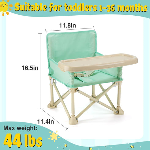Toddler Beach Chair for Baby - Lightweight Kids Folding Camping Chair with Tray and Storage Bag, Easy to Clean, Safe