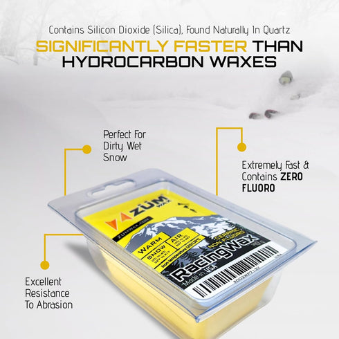 ZUMWax Iron-On Ski/Snowboard/Nordic CERAMIC Wax, 140g, WARM Temp, Eco-Friendly, Made in the USA