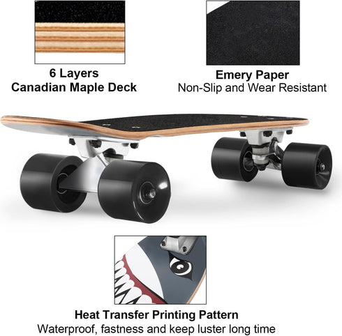 Skateboard Complete - 22 Inch Mini Cruiser for Beginners, Kids, Boys, and Girls
