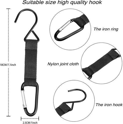 Sumind 4 Pcs Fence Hooks for Baseball Bag | Nylon Safety Buckles Metal Hooks for Outdoor Sport Equipment (Black)