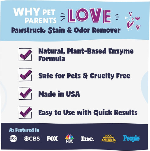 Pawstruck Professional Strength Pet Stain & Odor Remover - Natural Enzyme Cleaning Agent for Dogs & Cats 32 oz