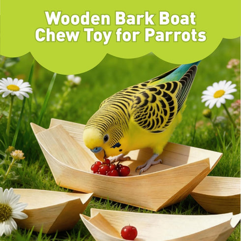 QYILUARE 100% Natural-20 Pack Finches Bird Toys Chew Toys Wooden Boat, Bird Cage Accessories for Small Medium Birds
