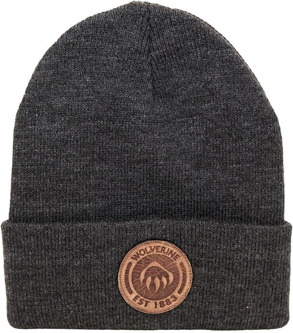 Wolverine Acrylic Knit Cuffed Watch Cap Beanie Circle Leather Logo