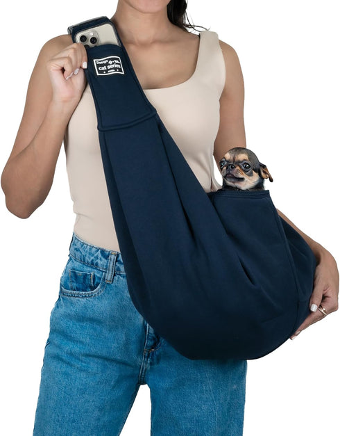 Abrasfba Pet Dog Sling Carrier, Reversible Soft Cat Carrier for Small Dogs, Adjustable Strap, Hands-Free Blue Puppy